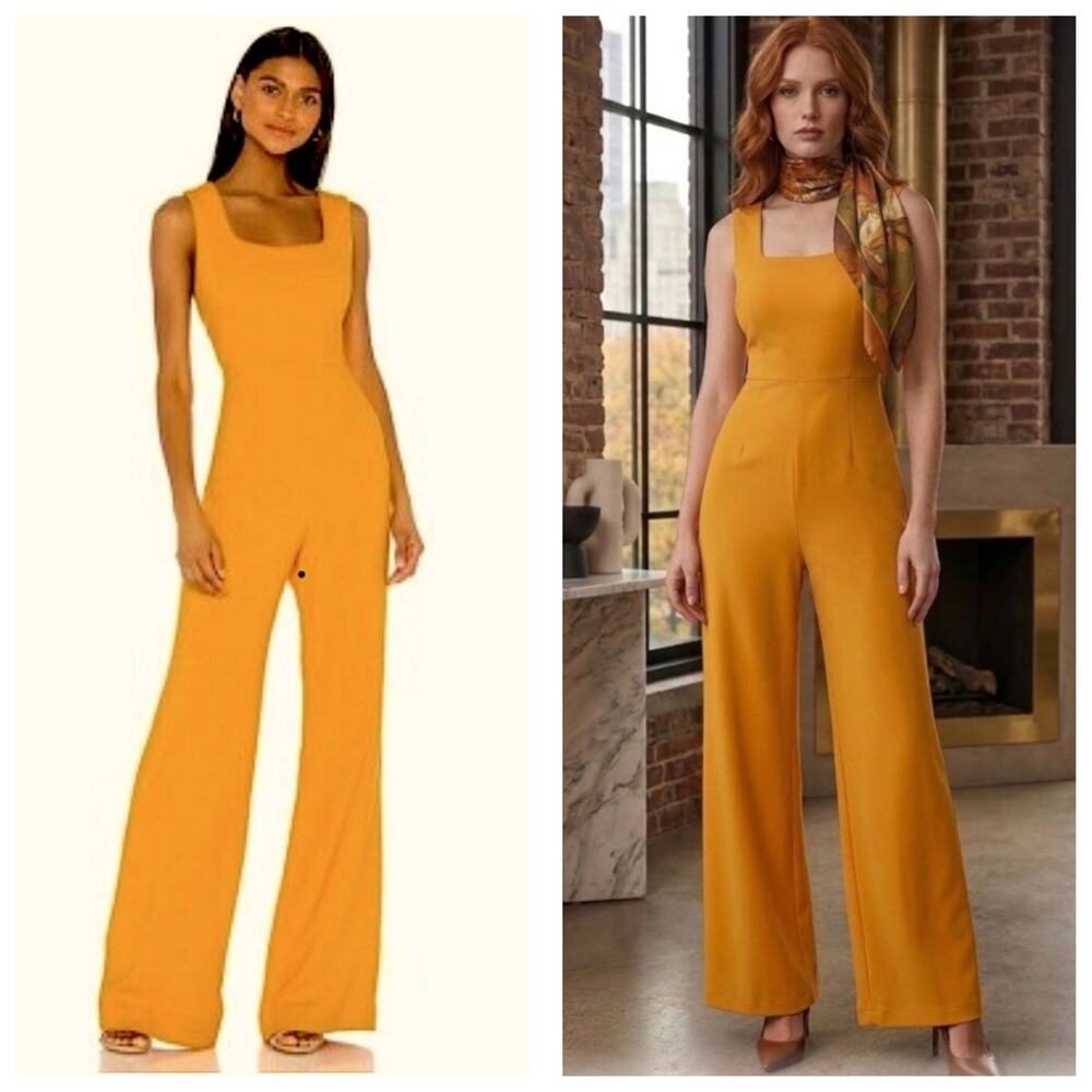 $570 NWT Saloni Jules Jumpsuit Size 4 Mango Wide Leg Chic Minimalist Resort Wear